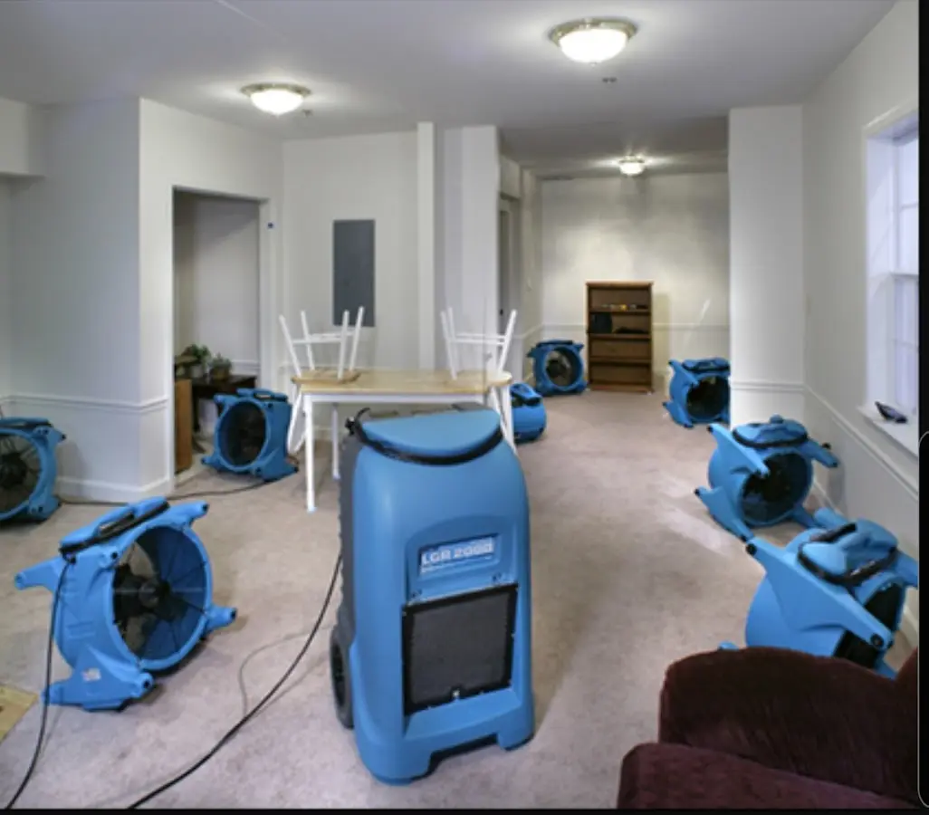 Air movers and dehumidifier setup for Water Extraction & Removal in Eastampton